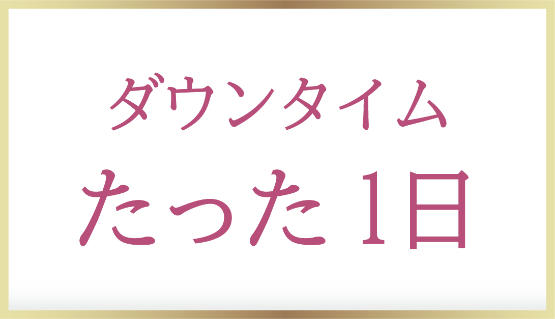 ダウンタイムたった1日