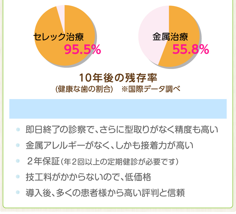 セレック治療 10年後の残存率